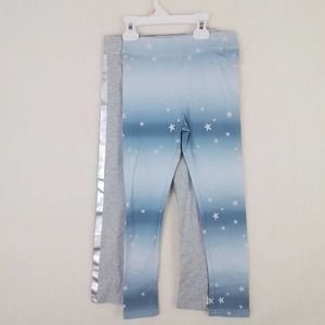 Carter's Kid Set of 2 Leggings Girl's Size 10, Blue w Stars, Grey w Racer Stripe